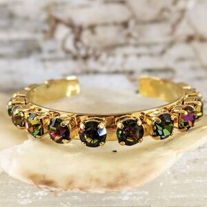 Volcano Mettalic AB Crystal from Swarovski In Gold Plated Cuff Bracelet